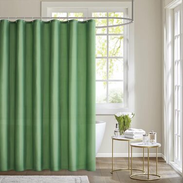 Шторка для душу MIULEE 180x200 см, зелена, водовідштовхувальна, антигрибкова, текстильна, для ванни та душу, з 12 кільцями