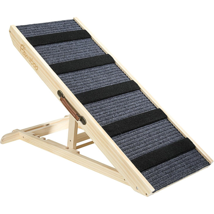 Pawaboo Рампа для собак, дерев'яна, регульована висота, 11.6'-22.4', до 65 кг, 100x40 см, для собак маленьких та середніх порід