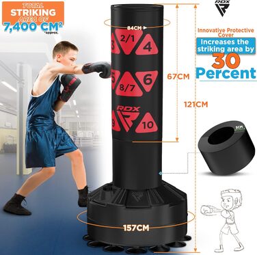 Дитячий боксерський мішок RDX Junior Standboxsäcke з рукавичками для тренувань: MMA, кікбоксинг, бокс, бойові мистецтва, муай-тай. Білий (червоний, 1.2 м)