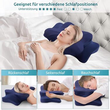 DONAMA Memory Foam Pillow Ergonomic Neck Pillow Head Pillow Side Sleeper Pillow for Side, Back & Stomach Sleepers
