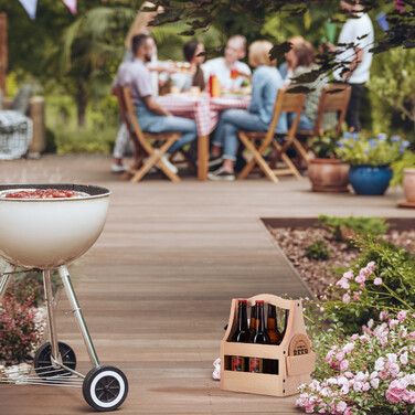 Wooden Beer Caddy with Bottle Opener