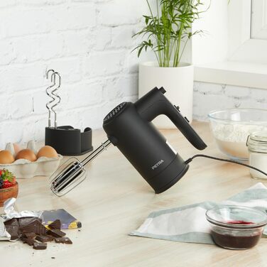 Ручний міксер Petra 300W з 5 швидкостями, турбо-функцією та набором насадок, срібний колір