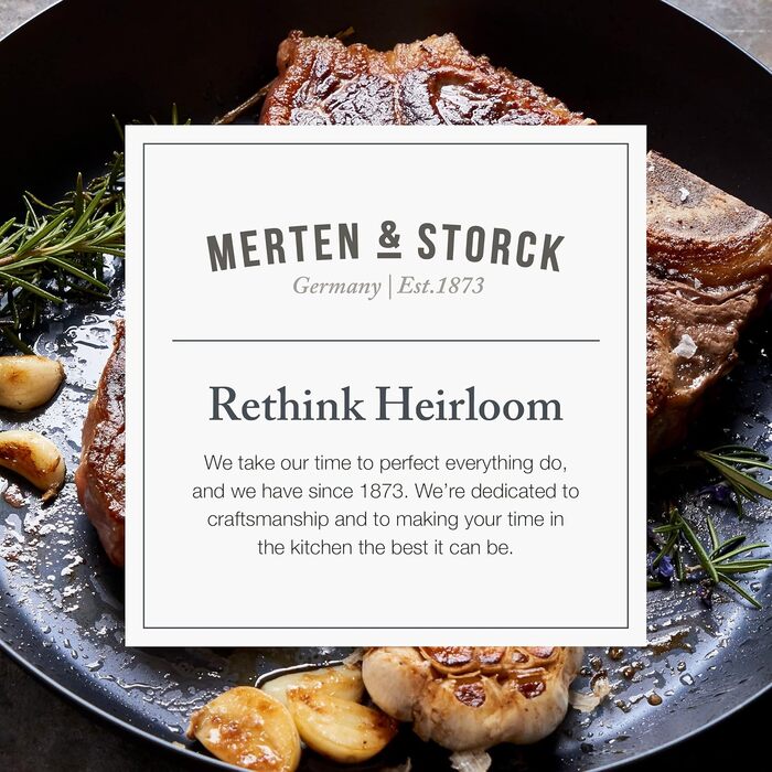 Сковорода індукційна Merten & Storck 30 см з вуглецевої сталі, чавунна, антипригарна, для смаження та грилю, до 315°C