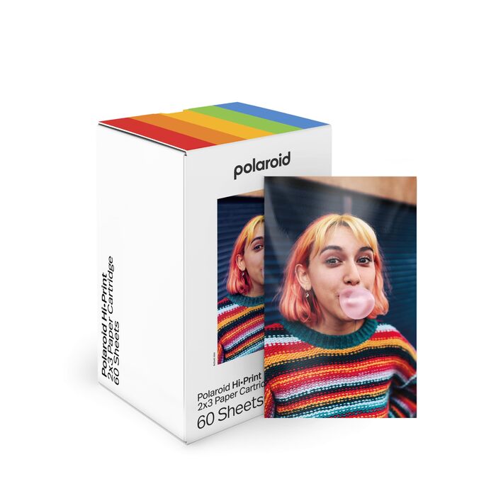 Polaroid Hi-Print+ Паперовий комплект 2-го покоління - Bluetooth-принтер для фото 2x3 дюймів - білий (Паперовий комплект на 60 фото)