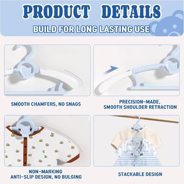 Дитячі вішалки для одягу HGYZE, що ростуть разом з дитиною, 20 шт. (різнокольорові). Зі зручним гачком та підвішуванням для штанів. Економія місця в шафі.