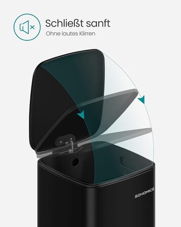 Сміттєве відро SONGMICS для кухні з механізмом закривання Softclose, 30 л, чорний (LTB592E01)