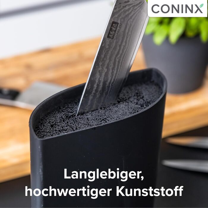 Coninx Knife Block without Knives Black - Modern Knife Block with Flexible Slats - Universal Knife Holder - Stylish Unloaded Knife Block - Facilitates Knife Storage