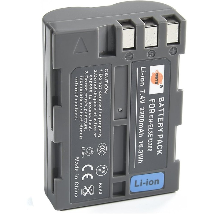 Акумулятор DSTE EN-EL3E (2 шт.) та Micro USB зарядний пристрій - сумісний з Nikon D30, D50, D70, D70S, D90, D80, D100, D200, D300, D300S, D700