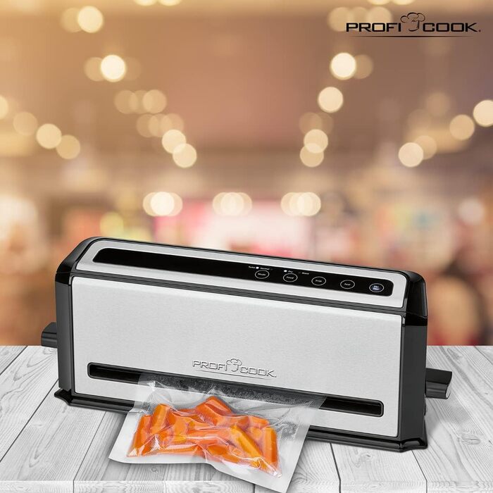 ProfiCook® Вакуумний пакувальник PC-VK 1080 | Sous Vide та вакуумне приготування | 10 пакетів, нержавіюча сталь, чорний