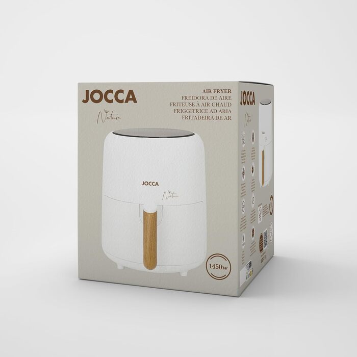 JOCCA аерофритюрниця 3,8 л, без олії, 1450 Вт, LED сенсор, енергоощадна, біла