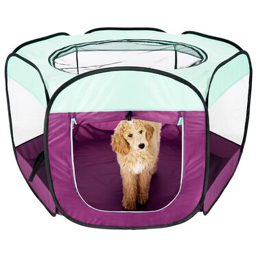 Furhaven Будинок для собак та котів – вольєр-стійка, вольєр для тварин, ігровий майданчик для цуценят, великий (фіолетовий, XL)