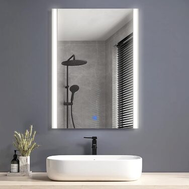 Дзеркало для ванної кімнати CLIPOP з підсвічуванням LED, сенсорне управління, IP44, 3 кольори світла, 40x50 см