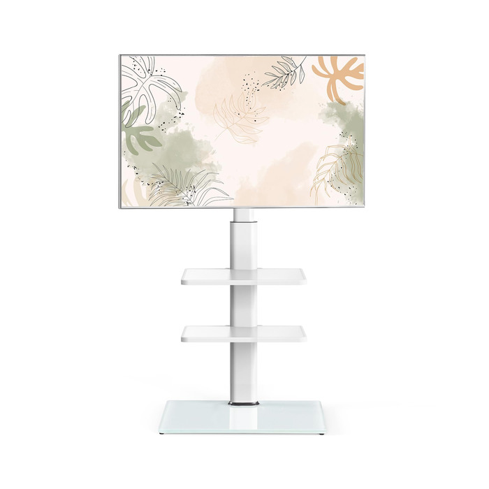 Підставка для телевізора FITUEYES біла, на підлогу, поворотна, регульована по висоті, для телевізорів 32-60 дюймів (плоских та curved), до 30 кг, VESA 600x400