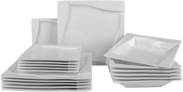 Сервіз посуду на 6 осіб, 18 предметів: тарілки з порцеляни, білий сервіз, набір тарілок та мисок, сучасний сервіз