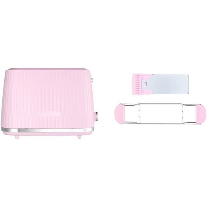 Тостер Russell Hobbs Eden з 2-ма відділеннями, 6 рівнів підсмажування, підігрів, розморожування, стоп-функція, крихтозбірник, підставка для бургерів, 27374-56 (полуниця)