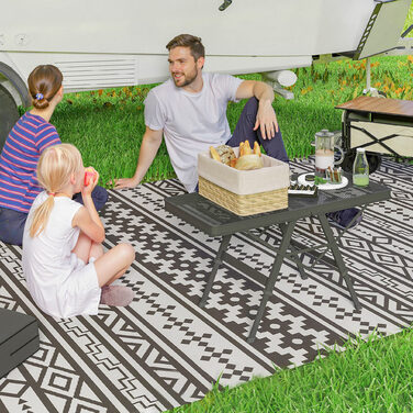 Outsunny Adjustable Height Folding Table, Folding Garden Table with Metal Grid, Lightweight Aluminum Multifunction Table, Side Table for Garden, Balcony, Camping, 90 x 40.5cm Black | Aosom
