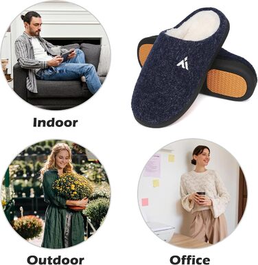 Тапочки домогосподарки Mishansha Herren для жінок, зимові, з піною пам'яті, антиковзаючі, розмір 36-49, темно-синій