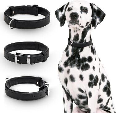 Мінімалістичний шкіряний нашийник для собак Michur Minimo, чорний, різні розміри (36-45 см)