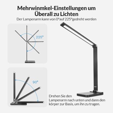 LED лампа настільна диммерна з USB, 5 кольорів та 3 рівні яскравості, для читання, дітей, офісу, чорна MT-856