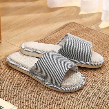 Легкі літні домашні тапочки з льону для жінок та чоловіків, відкриті сандалії, розмір 36/37 EU, вузька форма, хакі