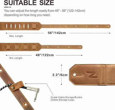 Накладки на гітару Nefelibata: шкіряний ремінь для бас-гітари, електрогітари та акустичної гітари (жовтий, тиснення Сахара)