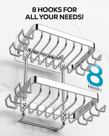 Підставка для мила Nieifi з двома ярусами та зливом, нержавіюча сталь, без свердління, для душової кабіни та ванної кімнати (срібляста)