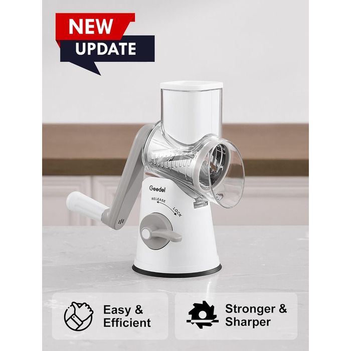 Трояк для овочів та сиру з 3 наборами ножів, білий. Ідеально для нарізки овочів, сиру, горіхів. 5 ножів