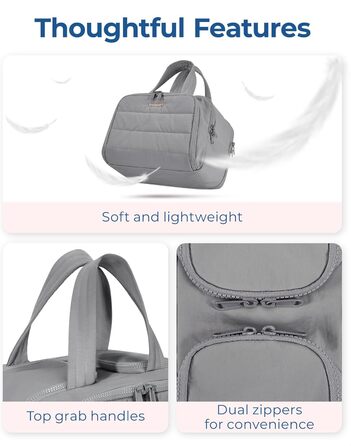 BAGSMART Косметичка для подорожей, сіра - велика, легка, органайзер для косметики та аксесуарів