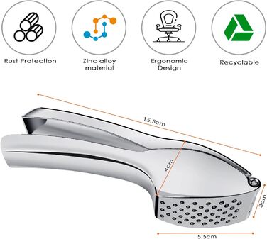 Пресс для часнику Fousenuk, не потребує очищення, зручний у використанні та легкий у чищенні, з цинкового сплаву