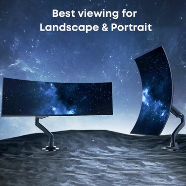 Кронштейн для монітора PUTORSEN Ultrawide 22-57 дюймів, регульований за висотою, настільний тримач до 27 кг, VESA до 200x200 мм, чорний