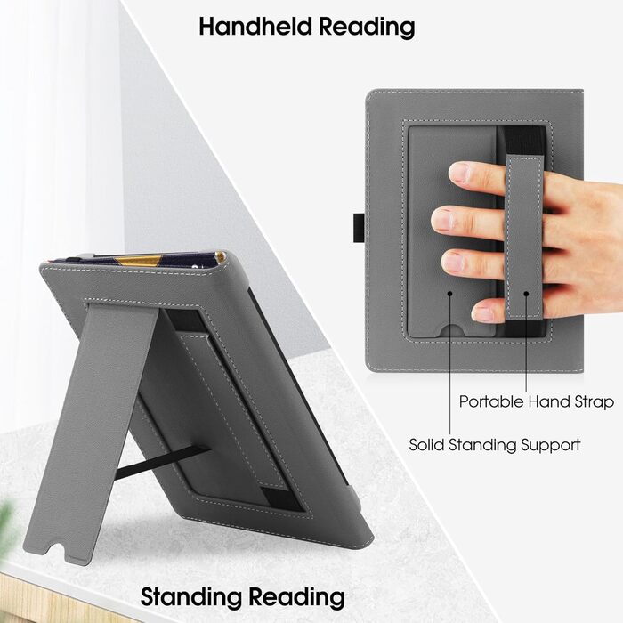 Чохол-підставка для eReader 6-7 дюймів HGWALP, Premium PU шкіра, з петлею для руки, сумісний з Kindle, Kobo, Tolino, Pocketbook, Sony