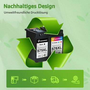 Картриджі для принтера Canon PG-575XL та CL-576XL від GREENSKY, комплект чорний та кольоровий, підвищена ємність