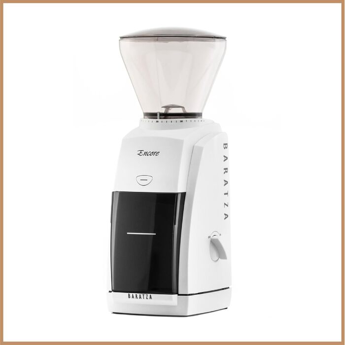 Кавомолка Baratza Encore 230V - електрична кавомолка з конічним жорном, 40 ступенів помолу, аксесуари для бариста, біла