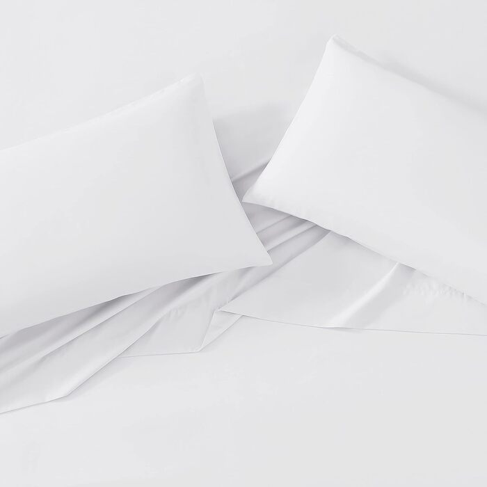 Laura Ashley - Bedding Set for King-Size Beds, Luxurious Satin Cotton, 800 Thread Count, Soft and Smooth Home Decor (Solid, White, King Size Bed)