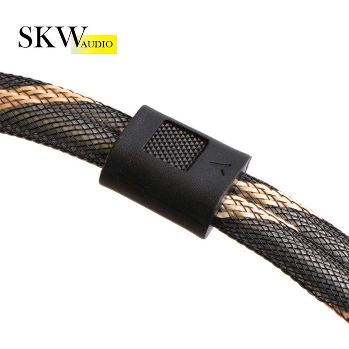 Акустичні кабелі SKW для колонок Hi-Fi, пара (2 шт.), 1.5м, з позолоченими роз'ємами-бананами та нейлоновим обплетенням, High-end якість