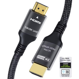 HDMI 2.1 Кабель 0.5м (0.5M) 8K, 48Gbps, Ethernet, CEC, ARC, eARC, HDCP2.3, HDR10+, для ПК, Телевізора, Монітора, Проектора