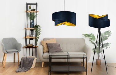 Підлоговий торшер Glimex з абажуром, патрон E27, 60 Вт, чорний з жовтим