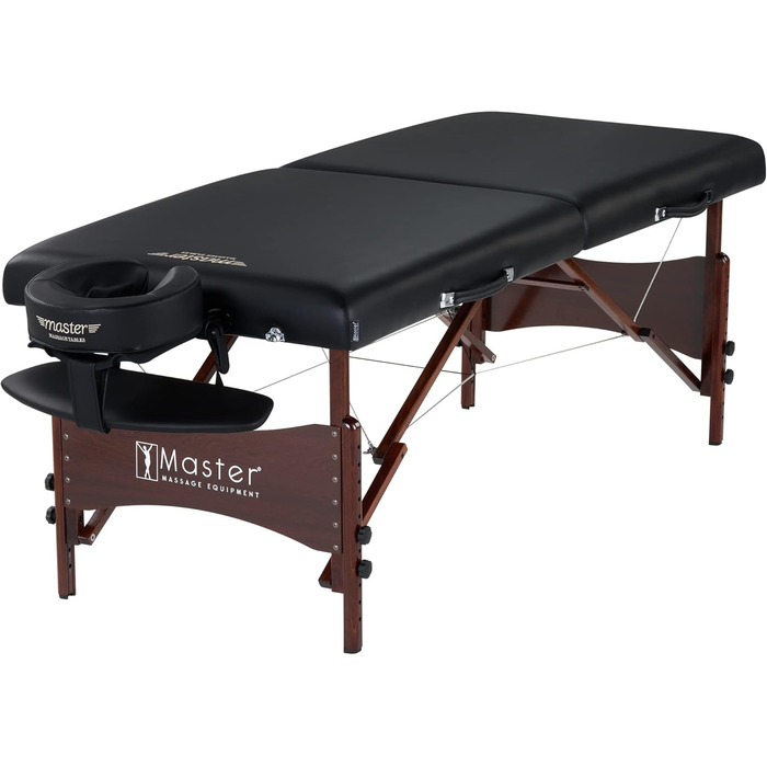 Масажний стіл Master Massage 71см Newport - складаний, портативний, чорний, з дерев'яними ніжками та сумкою