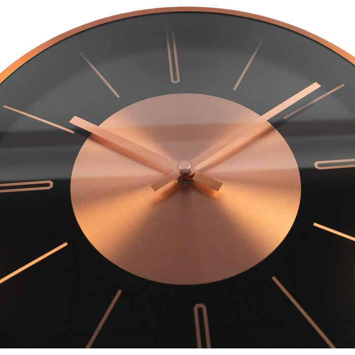 Modern silent aluminum wall clock, 30 cm diameter, without ticking sounds, for living room, bedroom, and office (copper aluminum)