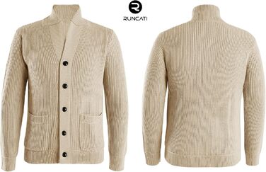 Чоловічий кардиган Runcati з грубого в'язання, великий розмір L, з коміром-шарфом, на ґудзиках, стильний пуловер, хакі