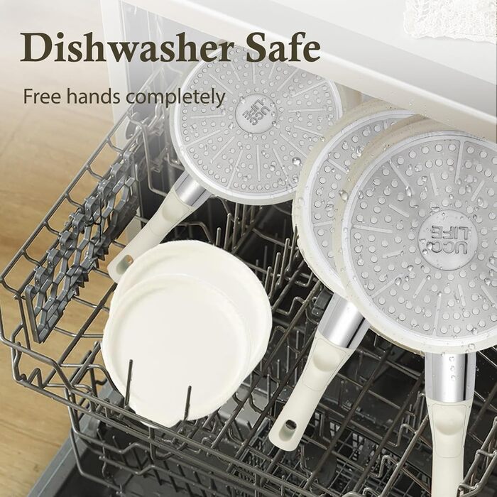 Набір посуду UCCLIFE 24 шт. з антипригарним покриттям Ceramic - сумісний з індукцією, для духовки та мийки, стійкий до подряпин, без PFOA та PFOS, з кришками та аксесуарами