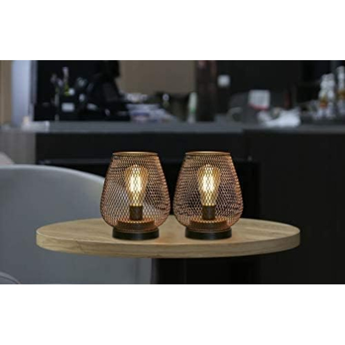 LED ліхтар JHY DESIGN 2 шт. з металевого каркасу, акумуляторний, бездротовий, 17 см, індустріальний стиль, для дому та саду, весільниці (чорний метал з золотом)