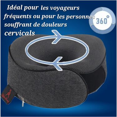Подушка для шиї у літак, з Memory Foam, для дорослих, регульована, компактна, ергономічна – сірий графіт