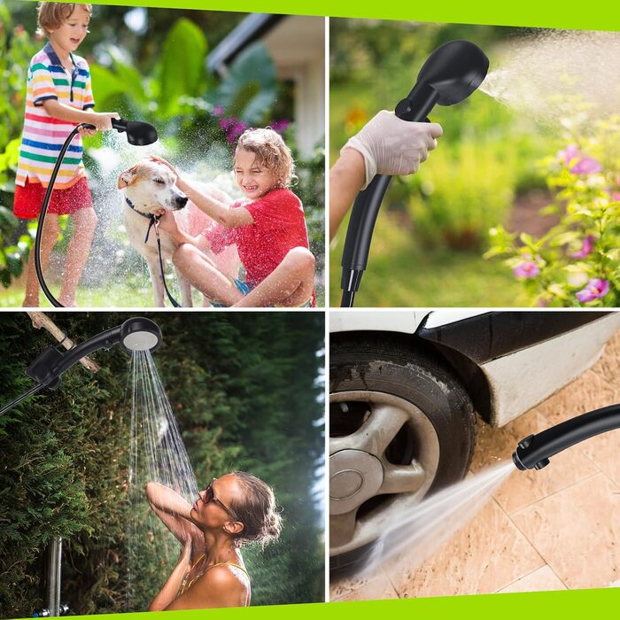 Spopal Camping Shower Portable, [6000mAh] Camping Shower with Pump and Temperature Display, Camping Shower Outdoor Set with Showerhead and 2M Hose for Garden, Car Washing, Beach, Travel, Pet