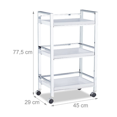Relaxdays Serving Trolley with 3 Removable Trays