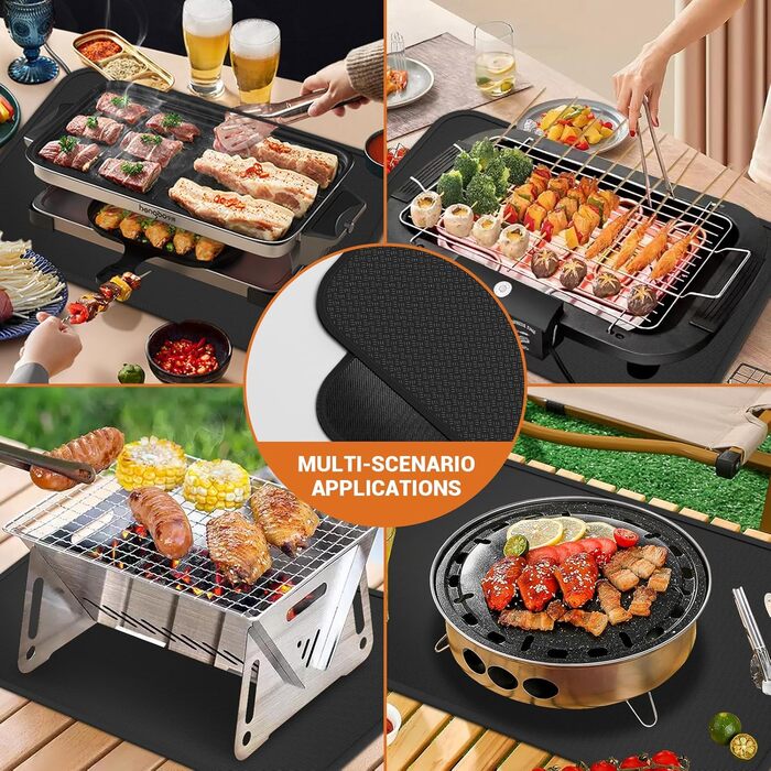 Термостійкий килимок, вогнестійка силіконова підставка для фритюрниці, 60x40 см. Захист від нагріву для кухонних стільниць, плити, мікрохвильових печей та тостерів.