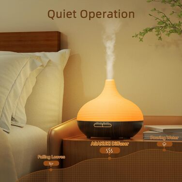 ASAKUKI Дифузор ароматичних олій 300мл, ультразвуковий зволожувач повітря, ароматерапія, LED-підсвічування, без BPA, для спа, офісу, спальні (Чорний)