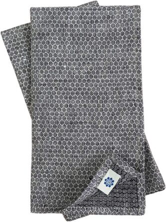 Linen & Cotton Schön Edel 4 x Cloth Napkins Honeycomb - 100% Linen, Black Beige Gray (47 x 47cm) Napkins Fabric Linen Napkins Table Decoration for Wedding Party Catering Christmas