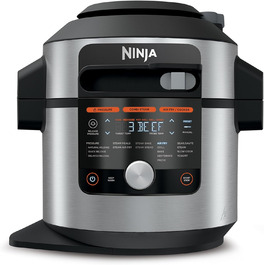 Ninja Foodi MAX Multi-Cooker with SmartLid, 14 Cooking Functions in 1, 7.5L, 14-in-1 Multi-Cooker, Pressure Cooker, Air Fryer, Slow Cooker, Grill and More Includes Digital Probe, Stainless Steel, OL750EU