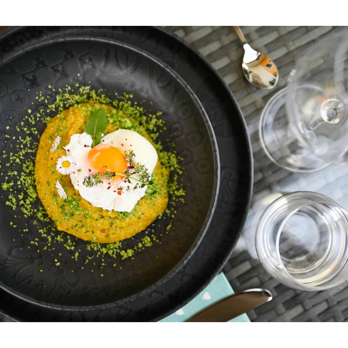 MÄSER Серія Tiles Vintage - посуд для 4 осіб у мавританському стилі, 12 предметів, чорний керамічний сервіз (комбінований)